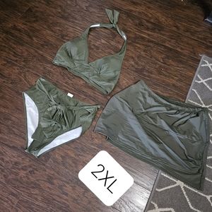 New swimming tankini 3 pieces set size  2xl